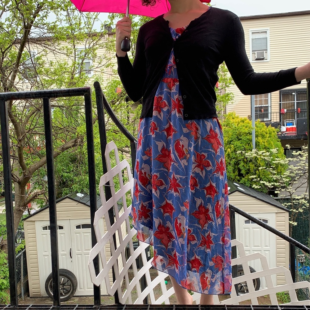 Spring Dress/ Flowers/ Asymmetrical with Ruffles - Picture 5 of 12